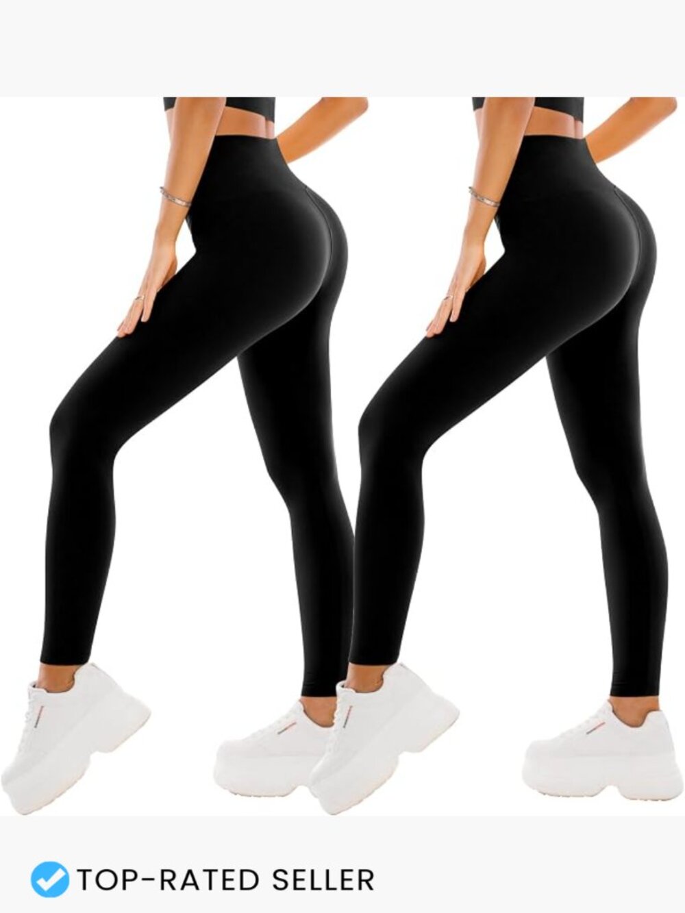 High Waisted Leggings 2 Pack Women Yoga Pants Tummy Control Ankle Length